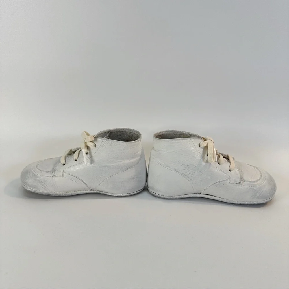 Vintage Ivory White Leather Crib Baby Walker‎ Shoes